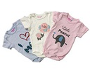 [SET002] 3 Pieces of Printed Short Sleeve Bodies with Capsul  White Hello World Pink I Love Mom Baby Blue Elephant with Balloons